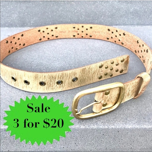 Vintage Accessories - Vintage GOLD LEATHER belt distressed studs western